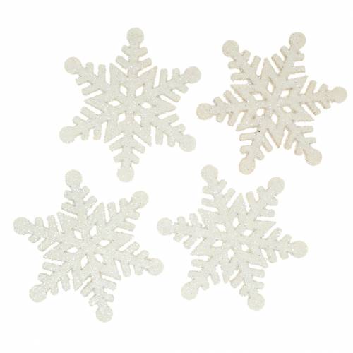 Floristik24 Decoración dispersa copo de nieve brillo blanco 5cm 48 piezas