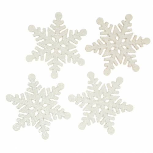 Scatter decoración copo de nieve brillo blanco 5cm 48p