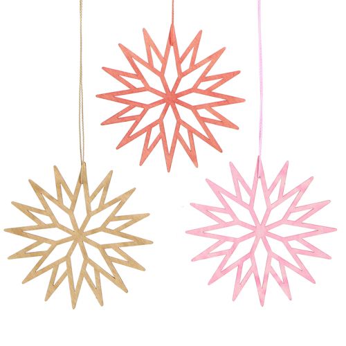 Decoración de copos de nieve decoraciones para árboles de madera naranja 10cm 12 piezas
