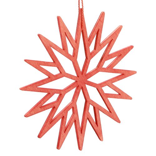 Artículo Decoración de copos de nieve decoraciones para árboles de madera naranja 10cm 12 piezas