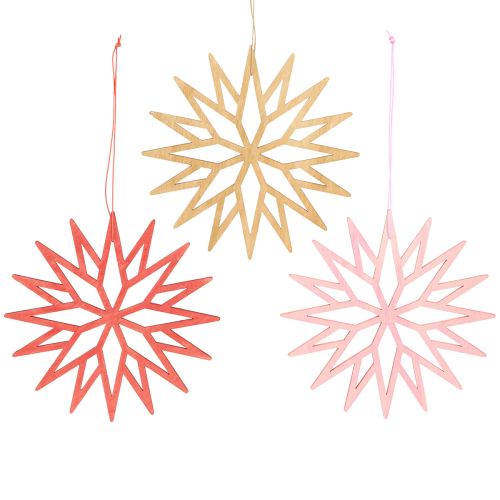 Floristik24 Decoración de copos de nieve adornos para árboles de madera naranja 15cm 8 piezas