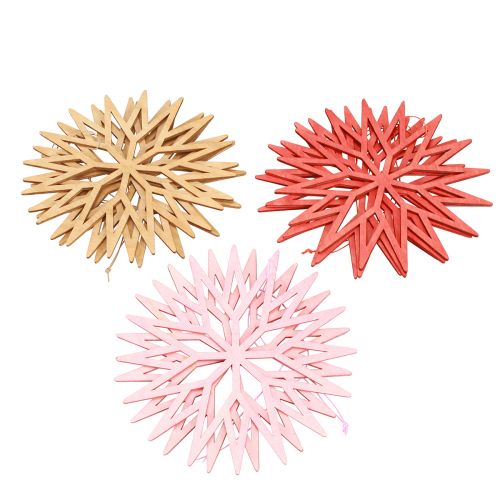 Artículo Decoración de copos de nieve adornos para árboles de madera naranja 15cm 8 piezas