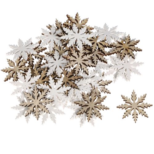 Artículo Cocteleras decorativas copo de nieve madera natural blanca Ø3cm 48 piezas