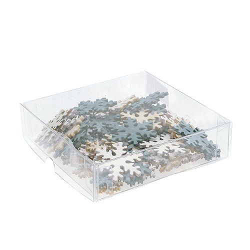 Floristik24 Copos de nieve Ø2-4cm gris, blanco 84ud