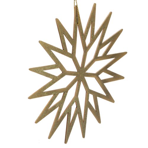 Artículo Copos de nieve Decoraciones decorativas de madera para árboles de Navidad Marrón 15 cm 8 piezas