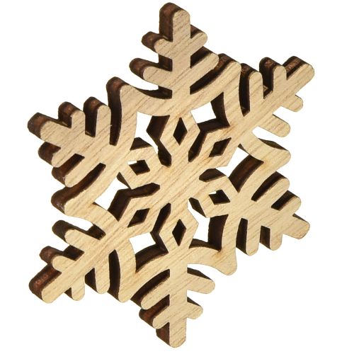 Artículo Copos de nieve de madera decorativos blancos naturales de 3/5/7 cm, surtidos, 36 unidades