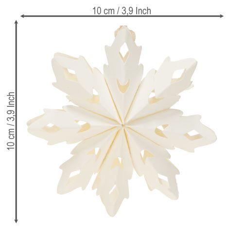 Artículo Decoraciones de papel con forma de copos de nieve para colgar, blancas, 10 cm, 4 unidades