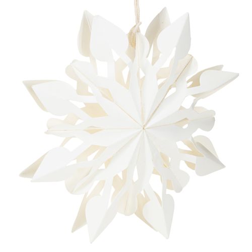 Artículo Adornos navideños de copos de nieve de papel, blancos, 15 cm, 4 unidades