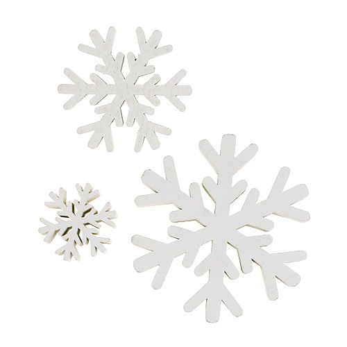 Floristik24 Copos de nieve mezcla blanca 3cm - 7cm 48p