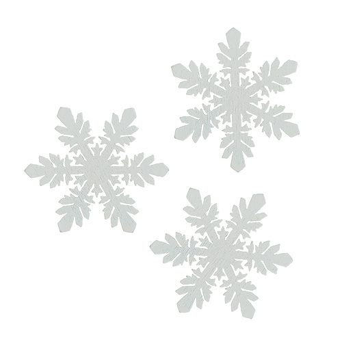 Floristik24 Copos de nieve de madera blancos Ø3.7cm 48pcs