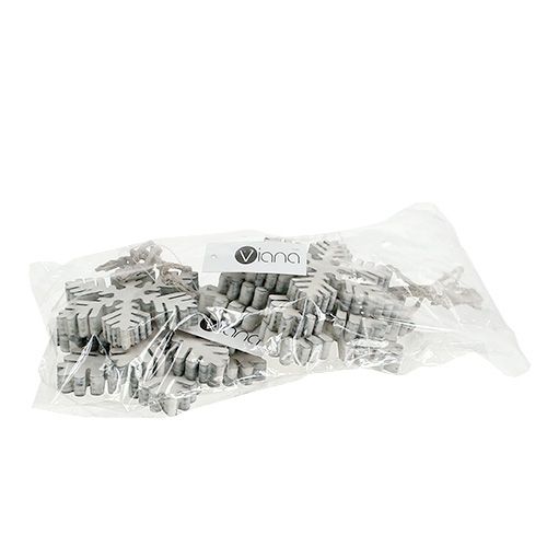 Floristik24 Tipo de copos de nieve de madera blanco-gris. 7-12 cm 6 piezas