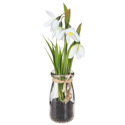 Artículo Campanillas de invierno artificiales en cristal flores artificiales blancas 22,5cm 2uds