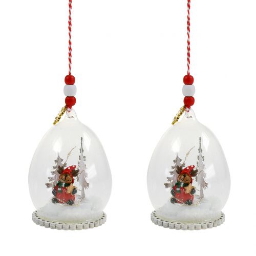 Floristik24 Percha para árbol de navidad bola de nieve 8cm 2pcs