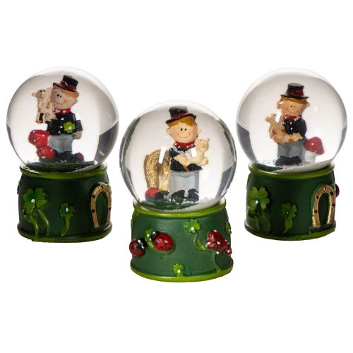 Bola de nieve de la suerte con figura de deshollinador, 4 cm, 3 piezas