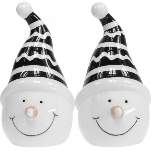 Artículo Muñeco de nieve figura deco cerámica negro blanco 12.5cm 3pcs