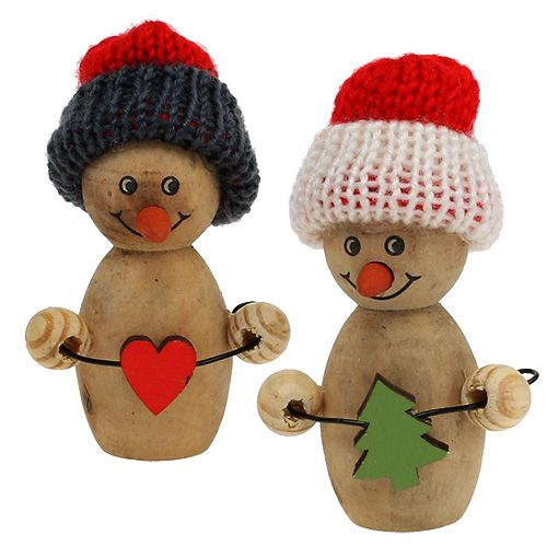 Muñeco de nieve figura madera 8cm - 9cm 6pcs