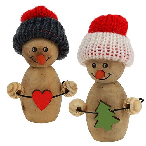 Floristik24 Muñeco de nieve figura madera 8cm - 9cm 6pcs