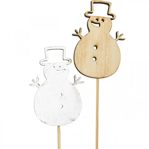 Tapón de flores decoración navideña muñeco de nieve madera 7cm 12pcs