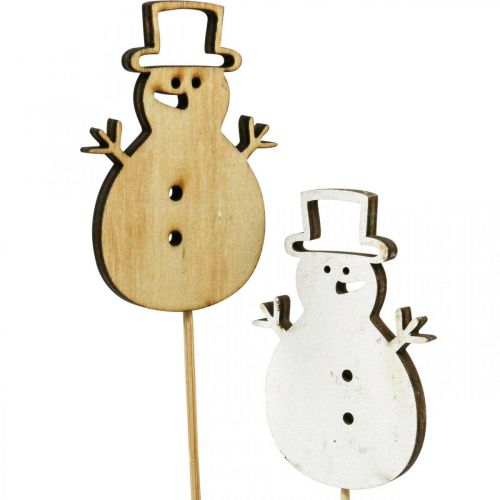Artículo Tapón de flores decoración navideña muñeco de nieve madera 7cm 12pcs