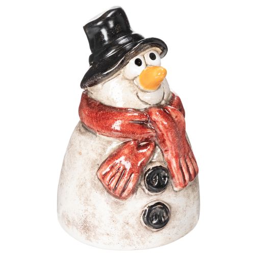 Figura de muñeco de nieve con bufanda roja, decoración navideña, 10 cm.