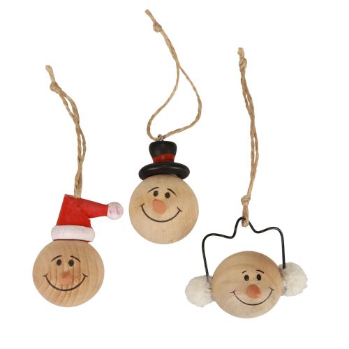 Floristik24 Muñeco de Nieve Decoración de Madera Percha Navidad Natural 5cm 12uds