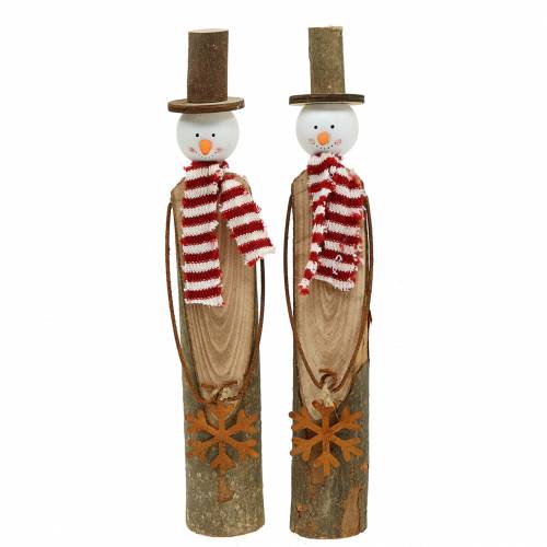 Floristik24 Muñeco de nieve de madera con pátina 30cm 2pcs