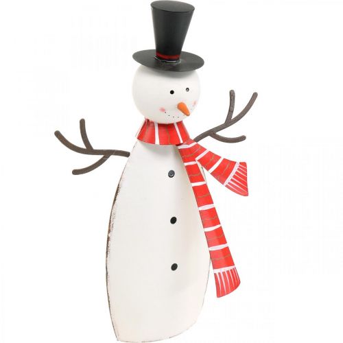 Floristik24 Adorno navideño, muñeco de nieve con bufanda, adorno de metal para invierno H33cm