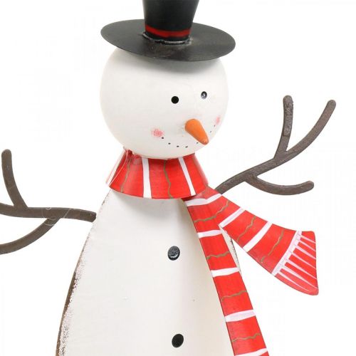 Floristik24 Adorno navideño, muñeco de nieve con bufanda, adorno de metal para invierno H33cm