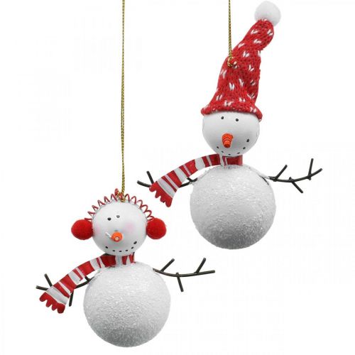 Artículo Decoraciones para árboles de navidad muñeco de nieve para colgar metal 8.5 / 13cm 4pcs