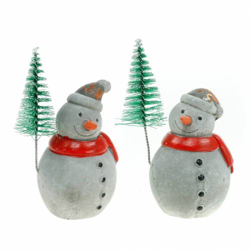 Floristik24 Figura navideña muñeco de nieve con abeto gris hormigón, color 9cm - 11cm 4pcs