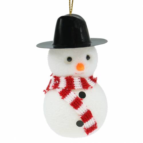 Floristik24 Muñeco de nieve para decorar el árbol de Navidad con sombrero para colgar H8cm 12pcs