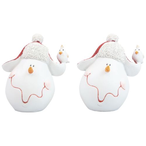 Artículo Decoración de mesa decoración navideña muñeco de nieve con sombrero H13cm 2 piezas