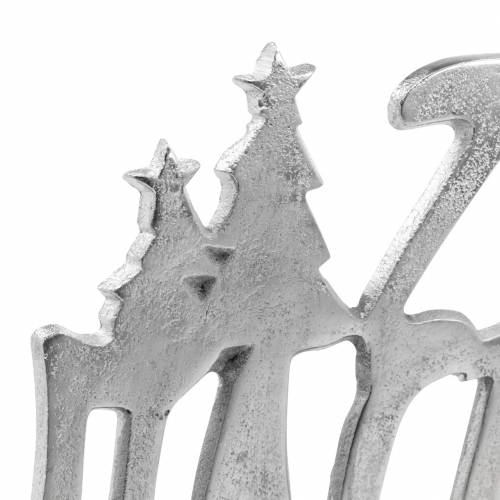 Floristik24 Decoración de mesa &quot;Winter time&quot;, metal, madera de mango, plateado 33 × 22cm