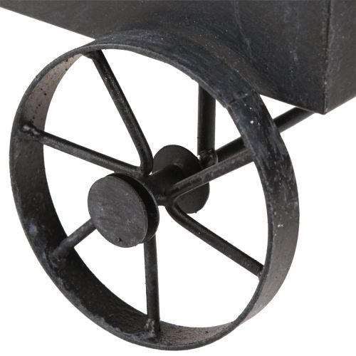 Artículo Jardinera decorativa de metal con forma de carretilla antracita L 37 cm