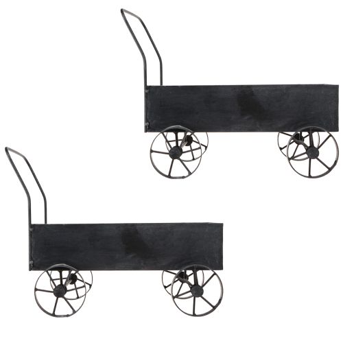 Artículo Jardinera decorativa de metal con forma de carretilla antracita L 37 cm