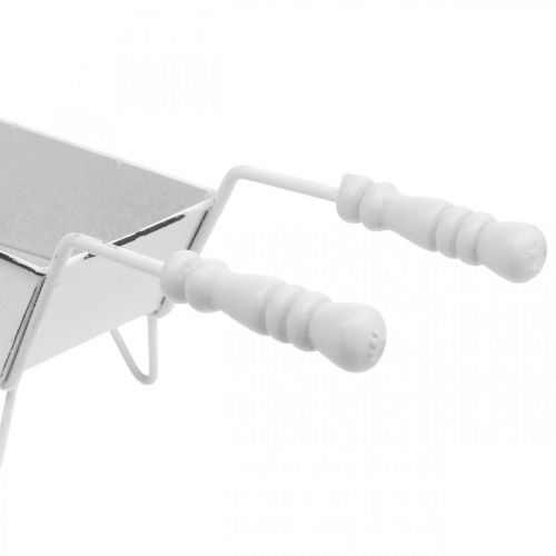 Floristik24 Mini carretilla, decoración de mesa, decoración de verano shabby chic marrón, blanco H7.5cm L25cm