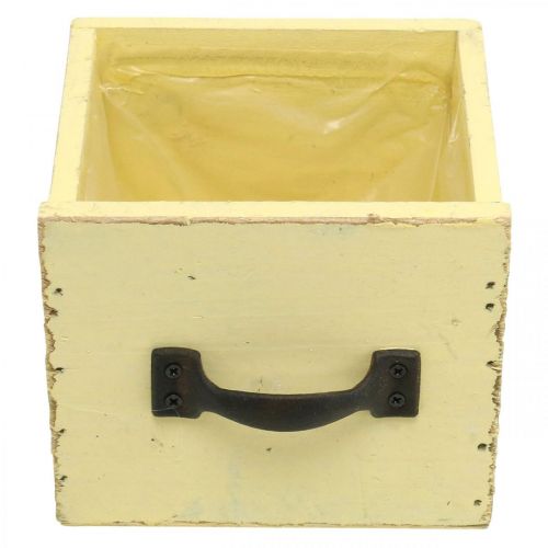 Artículo Cajón Decorativo Shabby para Plantar Madera Amarilla 12,5×12,5×10cm