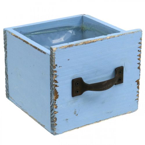 Floristik24 Macetero cajón de madera azul claro shabby 12,5×12,5×10cm