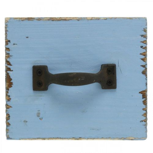Floristik24 Macetero cajón de madera azul claro shabby 12,5×12,5×10cm