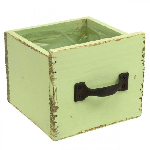 Floristik24 Cajón macetero verde claro shabby chic 12,5×12,5×10cm