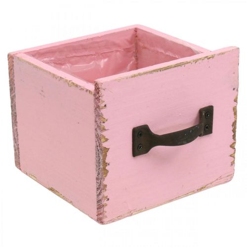 Floristik24 Cajón decorativo para plantar madera rosa shabby chic 12,5×12,5×10cm