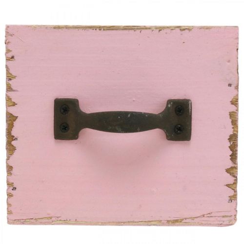 Floristik24 Cajón decorativo para plantar madera rosa shabby chic 12,5×12,5×10cm