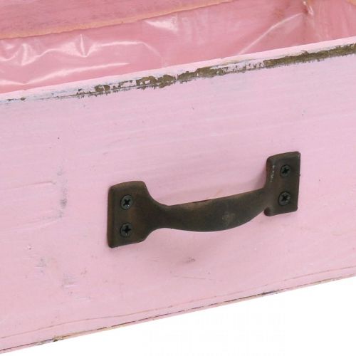 Cajón de madera macetero rosa shabby chic deco 25×13×8cm