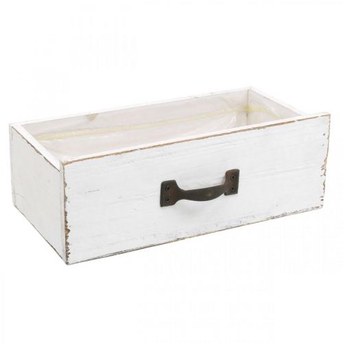 Floristik24 Cajón decorativo caja de plantas blanca madera vintage look 25×13×8cm