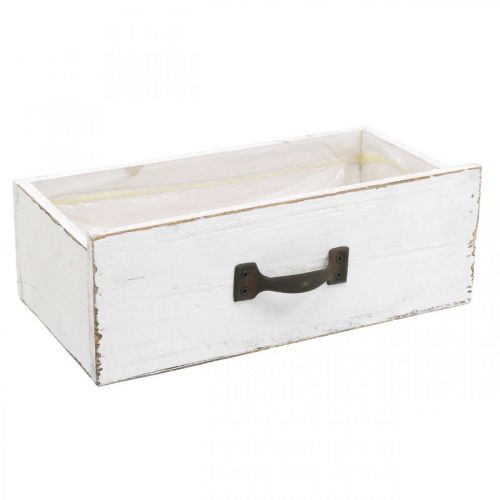 Floristik24 Cajón decorativo caja de plantas blanca madera vintage look 25×13×8cm