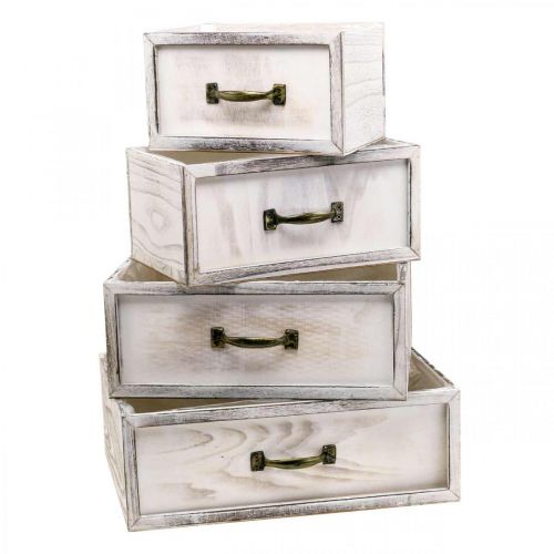 Floristik24 Macetero cajón madera crema vintage 40/35/30/25cm set de 4