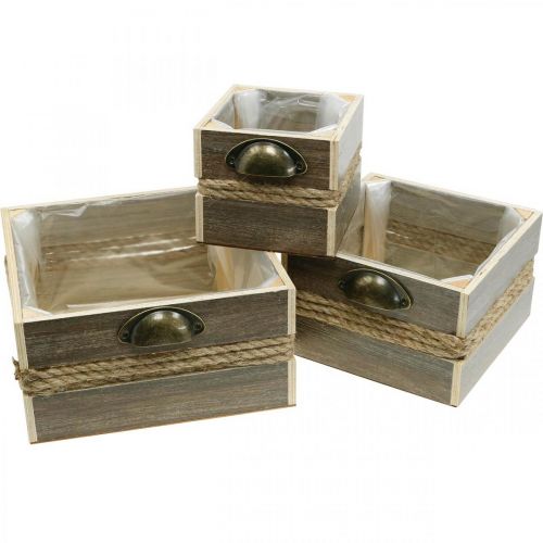 Floristik24 Caja de plantas cajón de madera caja de flores 26/20/14cm juego de 3