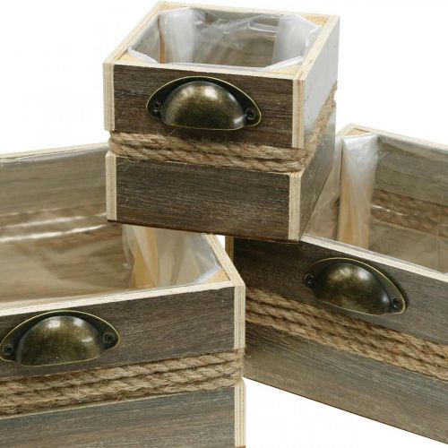 Floristik24 Caja de plantas cajón de madera caja de flores 26/20/14cm juego de 3