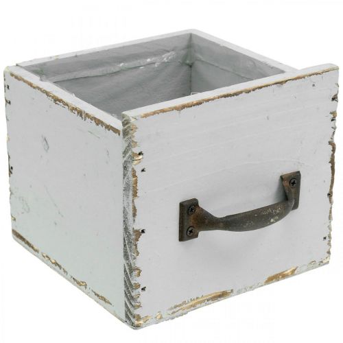 Floristik24 Cajón para plantas cajón de madera shabby chic gris 12,5×12,5×11cm