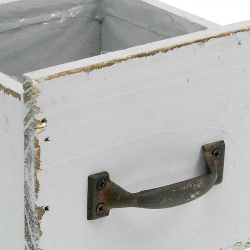 Floristik24 Cajón para plantas cajón de madera shabby chic gris 12,5×12,5×11cm